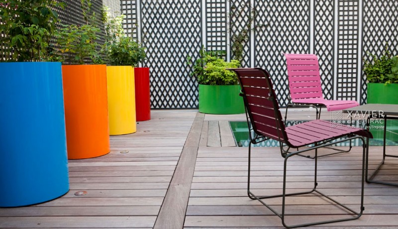Terrasse Arc-en-ciel, jeux de couleurs