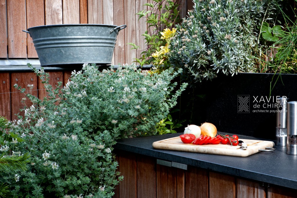 terasse en bois et cuisine