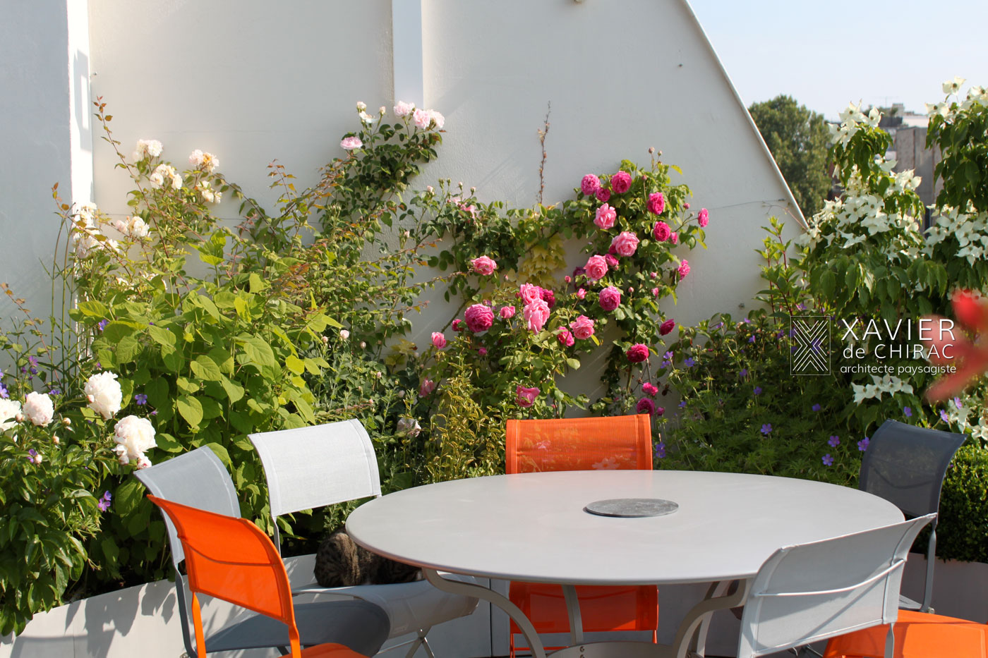 terrasse arc en ciel Paris New York terrace garden with flowers Xavier de Chirac